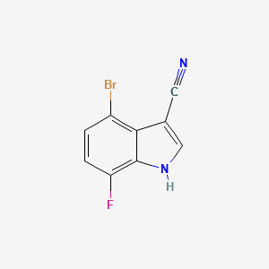 molecular formula C9H4BrFN2 B8052821 4-Bromo-7-fluoro-1H-indole-3-carbonitrile 
