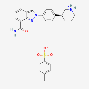 molecular formula C26H28N4O4S B8053069 (3S)-3-{4-[7-(Aminocarbonyl)-2H-indazol-2-yl]phenyl}piperidinium 4-methylbenzenesulfonate 
