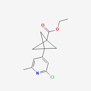 molecular formula C14H16ClNO2 B8053450 Ethyl 3-(2-chloro-6-methylpyridin-4-yl)bicyclo[1.1.1]pentane-1-carboxylate 