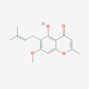 molecular formula C16H18O4 B080535 Chromone, 5-hydroxy-7-methoxy-2-methyl-6-(3-methyl-2-butenyl)- CAS No. 13544-40-6