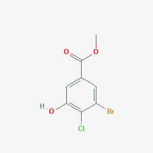 molecular formula C8H6BrClO3 B8054015 Methyl 3-bromo-4-chloro-5-hydroxybenzoate 