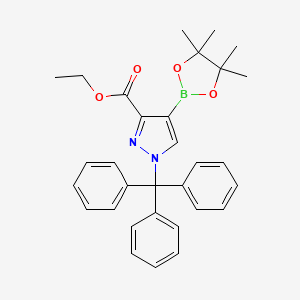molecular formula C31H33BN2O4 B8054046 ethyl 4-(tetramethyl-1,3,2-dioxaborolan-2-yl)-1-(triphenylmethyl)-1H-pyrazole-3-carboxylate 