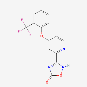 molecular formula C14H8F3N3O3 B8054579 3-[4-[2-(trifluoromethyl)phenoxy]pyridin-2-yl]-2H-1,2,4-oxadiazol-5-one 