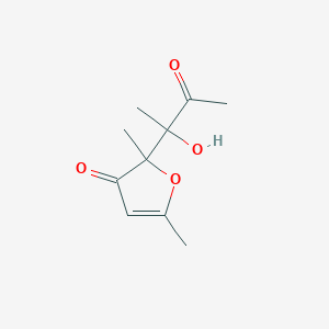 molecular formula C10H14O4 B080548 2-(1-Hydroxy-1-methyl-2-oxopropyl)-2,5-dimethylfuran-3(2H)-one CAS No. 10410-20-5