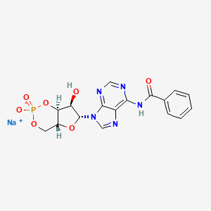 molecular formula C17H15N5NaO7P B8054837 sodium;N-[9-[(4aR,6R,7R,7aS)-7-hydroxy-2-oxido-2-oxo-4a,6,7,7a-tetrahydro-4H-furo[3,2-d][1,3,2]dioxaphosphinin-6-yl]purin-6-yl]benzamide 