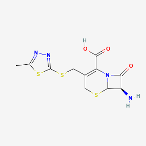 molecular formula C11H12N4O3S3 B8055098 7-Amino-3-[(5-methyl-1,3,4-thiadiazol-2-YL)thiomethyl]cephalosphoranic acid 