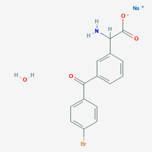 molecular formula C15H13BrNNaO4 B8055215 sodium;2-amino-2-[3-(4-bromobenzoyl)phenyl]acetate;hydrate 