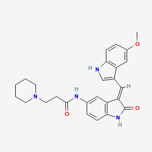 molecular formula C26H28N4O3 B8055295 N-(3-((5-Methoxy-1H-indol-3-yl)methylene)-2-oxoindolin-5-yl)-3-(piperidin-1-yl)propanamide 