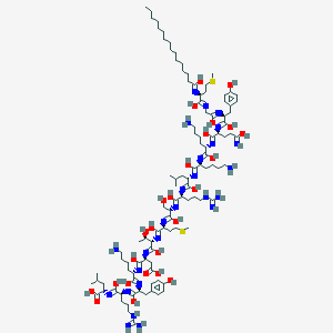molecular formula C104H178N26O25S2 B8055304 (2S)-2-[[(2S)-2-[[(2S)-2-[[(2S)-6-amino-2-[[(2S)-2-[[(2S,3R)-2-[[(2S)-2-[[(2S)-2-[[(2S)-2-[[(2S)-2-[[(2S)-6-amino-2-[[(2S)-6-amino-2-[[(2S)-1,5-dihydroxy-2-[[(2S)-1-hydroxy-2-[[1-hydroxy-2-[[(2S)-1-hydroxy-2-(1-hydroxyhexadecylideneamino)-4-methylsulfanylbutylidene]amino]ethylidene]amino]-3-(4-hydroxyphenyl)propylidene]amino]-5-iminopentylidene]amino]-1-hydroxyhexylidene]amino]-1-hydroxyhexylidene]amino]-1-hydroxy-4-methylpentylidene]amino]-5-carbamimidamido-1-hydroxypentylidene]amino]-1,3-dihydroxypropylidene]amino]-1-hydroxy-4-methylsulfanylbutylidene]amino]-1,3-dihydroxybutylidene]amino]-3-carboxy-1-hydroxypropylidene]amino]-1-hydroxyhexylidene]amino]-1-hydroxy-3-(4-hydroxyphenyl)propylidene]amino]-5-carbamimidamido-1-hydroxypentylidene]amino]-4-methylpentanoic acid 