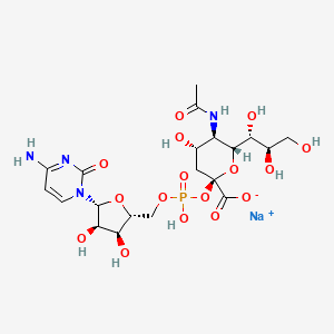 molecular formula C20H30N4NaO16P B8055986 sodium;(2R,4S,5R,6R)-5-acetamido-2-[[(2R,3S,4R,5R)-5-(4-amino-2-oxopyrimidin-1-yl)-3,4-dihydroxyoxolan-2-yl]methoxy-hydroxyphosphoryl]oxy-4-hydroxy-6-[(1R,2R)-1,2,3-trihydroxypropyl]oxane-2-carboxylate 