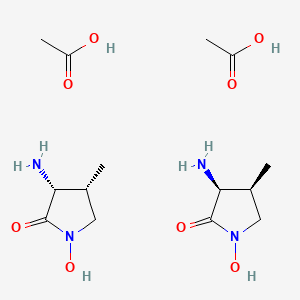 molecular formula C14H28N4O8 B8056688 cis-3-Amino-1-hydroxy-4-methyl-2-pyrrolidinone Acetate 