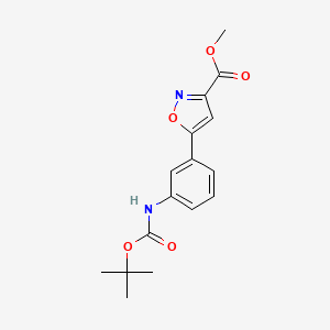 molecular formula C16H18N2O5 B8057401 Methyl 5-(3-((tert-butoxycarbonyl)amino)phenyl)isoxazole-3-carboxylate 