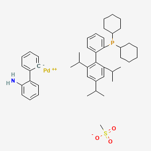molecular formula C46H62NO3PPdS B8057418 Methanesulfonato(2-dicyclohexylphosphino-2',4',6'-tri-i-propyl-1,1'-biphenyl)(2'-amino-1,1'-biphenyl-2-yl)palladium(II) 