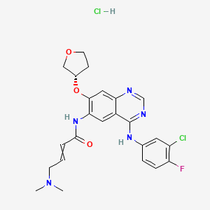 molecular formula C24H26Cl2FN5O3 B8057547 N-[4-(3-chloro-4-fluoroanilino)-7-[(3S)-oxolan-3-yl]oxyquinazolin-6-yl]-4-(dimethylamino)but-2-enamide;hydrochloride 