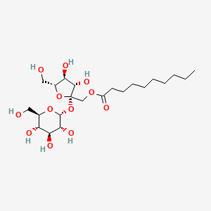 molecular formula C22H40O12 B8058203 ((2S,3S,4S,5R)-3,4-Dihydroxy-5-(hydroxymethyl)-2-(((2R,3R,4S,5S,6R)-3,4,5-trihydroxy-6-(hydroxymethyl)tetrahydro-2H-pyran-2-yl)oxy)tetrahydrofuran-2-yl)methyl decanoate 