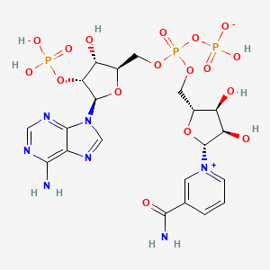 molecular formula C21H28N7O17P3 B8058220 [[(2R,3R,4R,5R)-5-(6-aminopurin-9-yl)-3-hydroxy-4-phosphonooxyoxolan-2-yl]methoxy-[[(2R,3S,4R,5R)-5-(3-carbamoylpyridin-1-ium-1-yl)-3,4-dihydroxyoxolan-2-yl]methoxy]phosphoryl] hydrogen phosphate 