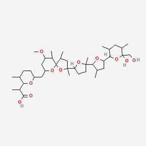 2-[6-[[2-[5-[5-[6-Hydroxy-6-(hydroxymethyl)-3,5-dimethyloxan-2-yl]-3-methyloxolan-2-yl]-5-methyloxolan-2-yl]-7-methoxy-2,4,6-trimethyl-1,10-dioxaspiro[4.5]decan-9-yl]methyl]-3-methyloxan-2-yl]propanoic acid