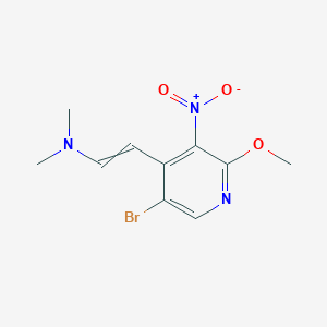 molecular formula C10H12BrN3O3 B8058352 2-(5-bromo-2-methoxy-3-nitropyridin-4-yl)-N,N-dimethylethenamine 