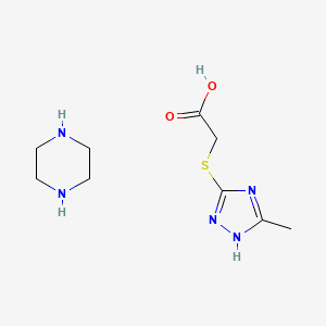 molecular formula C9H17N5O2S B8058701 piperazin-1-ium 2-[(5-methyl-4H-1,2,4-triazol-3-yl)sulfanyl]acetate 