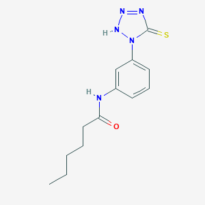 molecular formula C13H17N5OS B080590 Hexanamide, N-[3-(2,5-dihydro-5-thioxo-1H-tetrazol-1-yl)phenyl]- CAS No. 14070-49-6