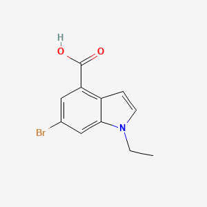 molecular formula C11H10BrNO2 B8059765 6-Bromo-1-ethyl-1H-indole-4-carboxylic acid 