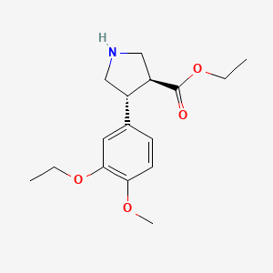 molecular formula C16H23NO4 B8060521 Ethyl trans-4-(3-ethoxy-4-methoxyphenyl)pyrrolidine-3-carboxylate hydrochloride 