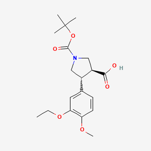 molecular formula C19H27NO6 B8060526 Trans-1-(tert-butoxycarbonyl)-4-(3-ethoxy-4-methoxyphenyl)pyrrolidine-3-carboxylic acid 