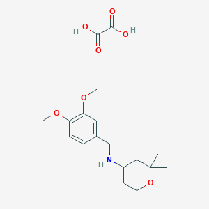 molecular formula C18H27NO7 B8061626 N-[(3,4-dimethoxyphenyl)methyl]-2,2-dimethyloxan-4-amine;oxalic acid 