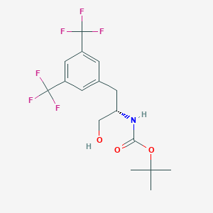 molecular formula C16H19F6NO3 B8062315 tert-butyl N-[(2S)-1-[3,5-bis(trifluoromethyl)phenyl]-3-hydroxypropan-2-yl]carbamate 