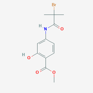 molecular formula C12H14BrNO4 B8062576 Methyl 4-[(2-bromo-2-methylpropanoyl)amino]-2-hydroxybenzoate 