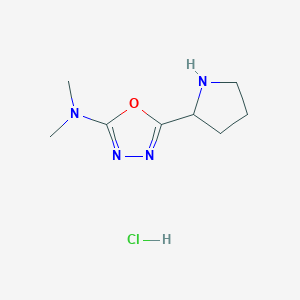 molecular formula C8H15ClN4O B8062849 N,N-dimethyl-5-pyrrolidin-2-yl-1,3,4-oxadiazol-2-amine;hydrochloride 