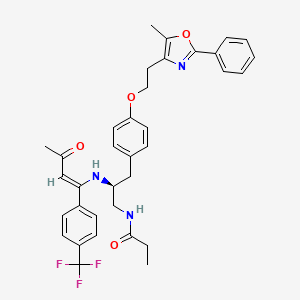 molecular formula C35H36F3N3O4 B8063381 N-[(2S)-3-[4-[2-(5-methyl-2-phenyl-1,3-oxazol-4-yl)ethoxy]phenyl]-2-[[(Z)-3-oxo-1-[4-(trifluoromethyl)phenyl]but-1-enyl]amino]propyl]propanamide 