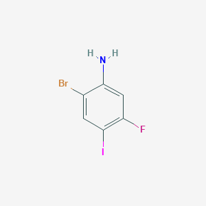 molecular formula C6H4BrFIN B8064332 2-Bromo-5-fluoro-4-iodoaniline 
