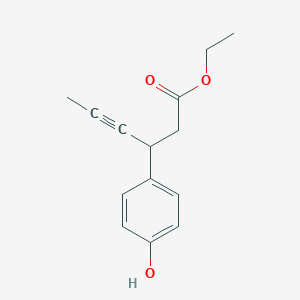 molecular formula C14H16O3 B8065100 (3S)-3-(4-Hydroxyphenyl)-4-hexynoic acid ethyl ester 