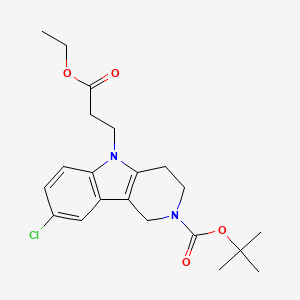 molecular formula C21H27ClN2O4 B8065150 tert-butyl 8-chloro-5-(3-ethoxy-3-oxopropyl)-3,4-dihydro-1H-pyrido[4,3-b]indole-2-carboxylate 