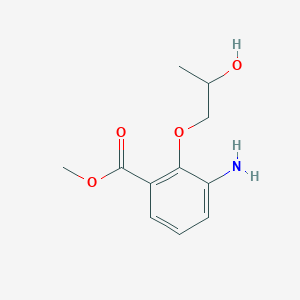 molecular formula C11H15NO4 B8065153 Methyl 3-amino-2-(2-hydroxypropoxy)benzoate 