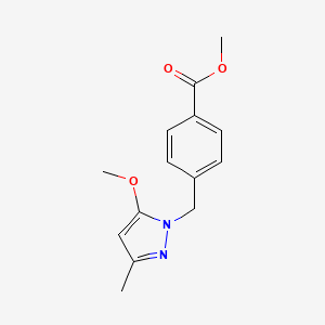 molecular formula C14H16N2O3 B8065201 Methyl 4-[(5-methoxy-3-methylpyrazol-1-yl)methyl]benzoate 