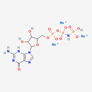 molecular formula C10H14N6Na3O13P3 B8065906 trisodium;[[5-(2-amino-6-oxo-3H-purin-9-yl)-3,4-dihydroxyoxolan-2-yl]methoxy-oxidophosphoryl]oxy-[[hydroxy(oxido)phosphoryl]amino]phosphinate 