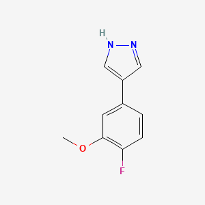 molecular formula C10H9FN2O B8066150 4-(4-Fluoro-3-methoxyphenyl)-1H-pyrazole 