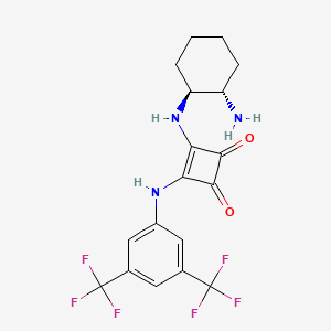 molecular formula C18H17F6N3O2 B8066391 3-[(1S,2S)-2-Aminocyclohexylamino]-4-[3,5-bis(trifluoromethyl)phenylamino]cyclobut-3-ene-1,2-dione 