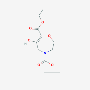 molecular formula C13H21NO6 B8066549 4-Tert-butyl 7-ethyl 6-hydroxy-2,3,4,5-tetrahydro-1,4-oxazepine-4,7-dicarboxylate 