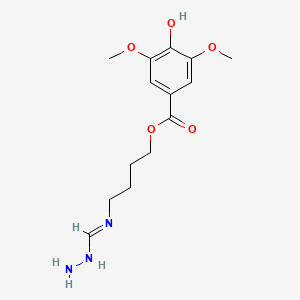 molecular formula C14H21N3O5 B8066778 Benzoic acid, 4-hydroxy-3,5-dimethoxy-, 4-[(aminoiminomethyl)amino]butyl ester 