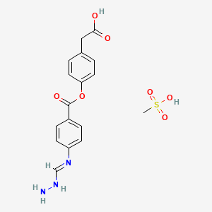 molecular formula C17H19N3O7S B8066844 Benzeneacetic acid,4-[[4-[(aminoiminomethyl)- amino]benzoyl]oxy]-,monomethanesulfonate 