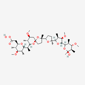 molecular formula C43H74O14 B8066908 2-[(2r,3r,4s,5r,6s)-6-[(1s)-1-[(2s,5r,7s,8r,9s)-2-[(5s)-5-[(2r,3s,4r,5r)-5-[(3s,4s,5r,6s)-6-Hydroxy-4-methoxy-3,5,6-trimethyl-tetrahydropyran-2-yl]-4-methoxy-3-methyl-tetrahydrofuran-2-yl]-5-methyl-tetrahydrofuran-2-yl]-9-methoxy-2,8-dimethyl-1,6-dioxaspi 