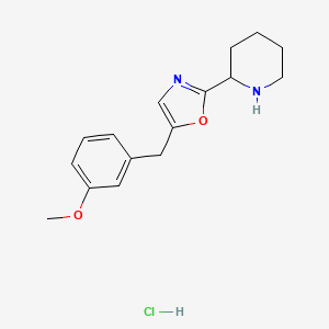 molecular formula C16H21ClN2O2 B8067799 2-[5-(3-Methoxybenzyl)-1,3-oxazol-2-yl]piperidine hydrochloride 