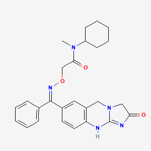 molecular formula C26H29N5O3 B8067870 N-cyclohexyl-N-methyl-2-[(Z)-[(2-oxo-5,10-dihydro-3H-imidazo[2,1-b]quinazolin-7-yl)-phenylmethylidene]amino]oxyacetamide 