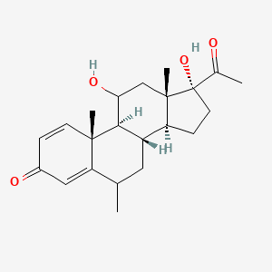 molecular formula C22H30O4 B8067967 Pregna-1,4-diene-3,20-dione,11,17-dihydroxy-6-methyl-, (6a,11b)- 