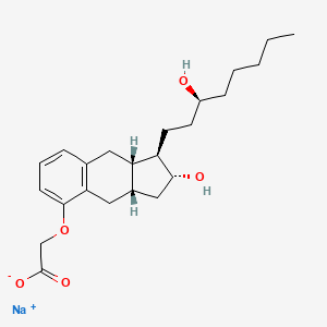 molecular formula C23H33NaO5 B8068761 sodium;2-[[(1R,2R,3aS,9aS)-2-hydroxy-1-[(3S)-3-hydroxyoctyl]-2,3,3a,4,9,9a-hexahydro-1H-cyclopenta[g]naphthalen-5-yl]oxy]acetate 