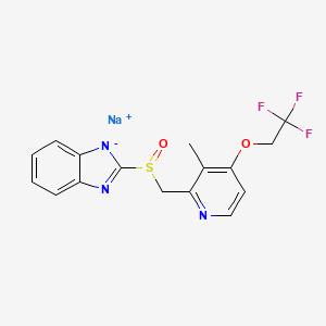 molecular formula C16H13F3N3NaO2S B8069233 sodium;2-[[3-methyl-4-(2,2,2-trifluoroethoxy)pyridin-2-yl]methylsulfinyl]benzimidazol-1-ide 