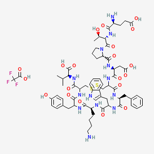 molecular formula C66H86F3N13O20S2 B8069975 H-Glu-Thr-Pro-Asp-DL-Cys(1)-Phe-DL-Trp-Lys-DL-Tyr-DL-Cys(1)-Val-OH.TFA 
